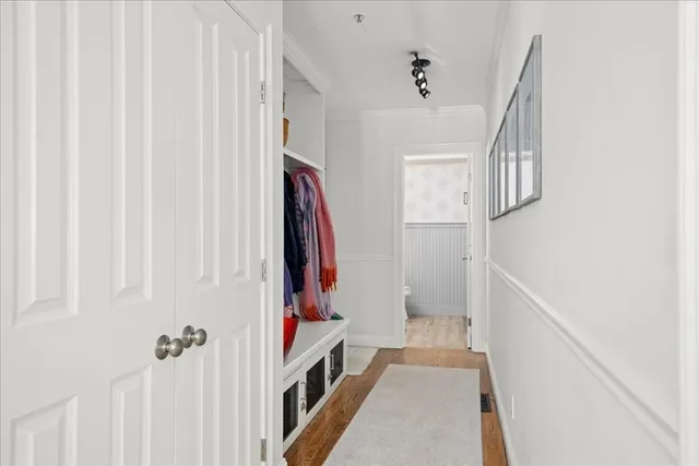 a view of hallway with stairs