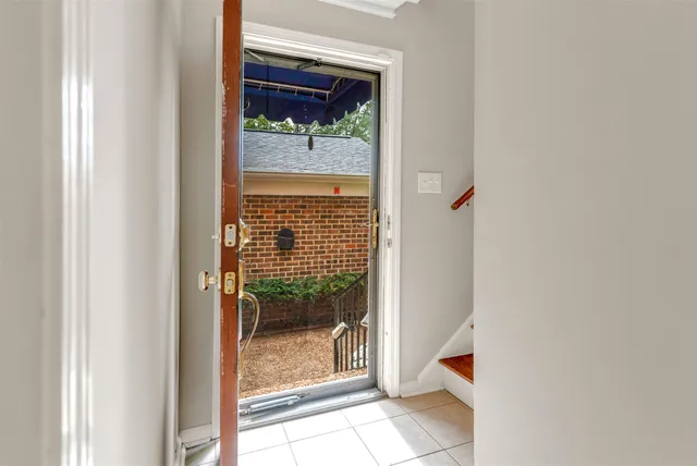 a balcony with a bench