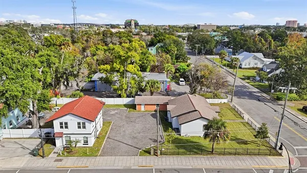 an aerial view of multiple houses