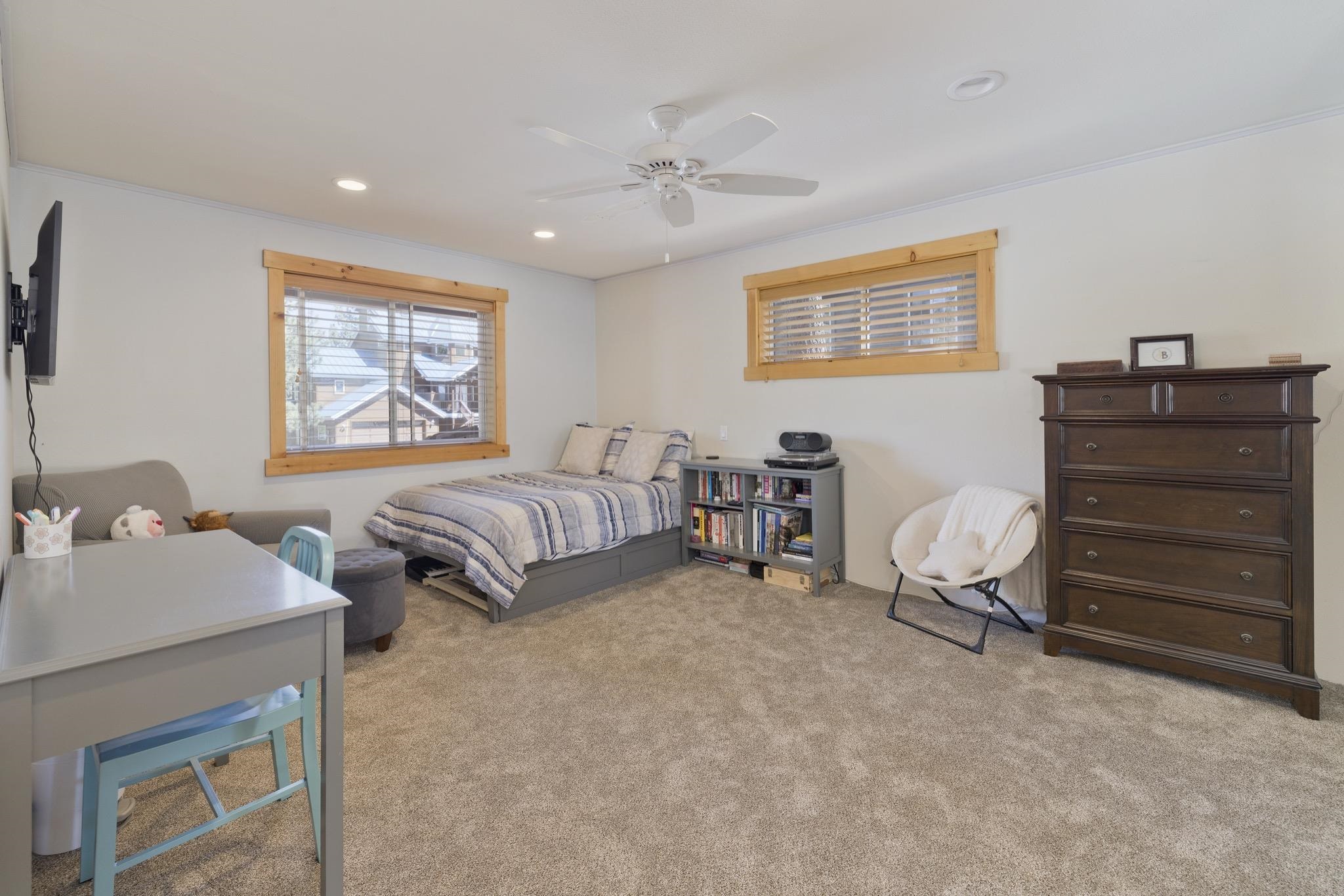 23 Trails End Road Mammoth Lakes, CA 93546 - Photo 16 of 50 a bedroom with furniture and a bed