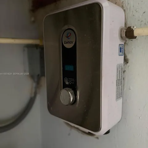 a close view of water heater room