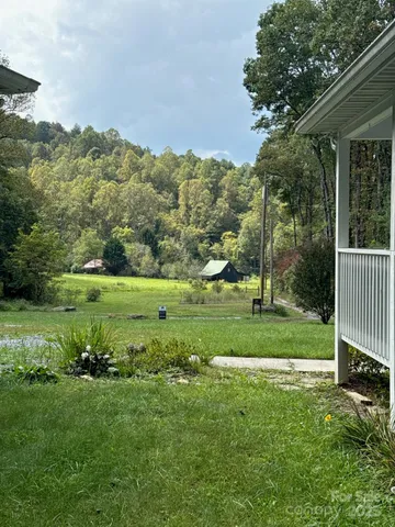 a view of a garden with an outdoor space