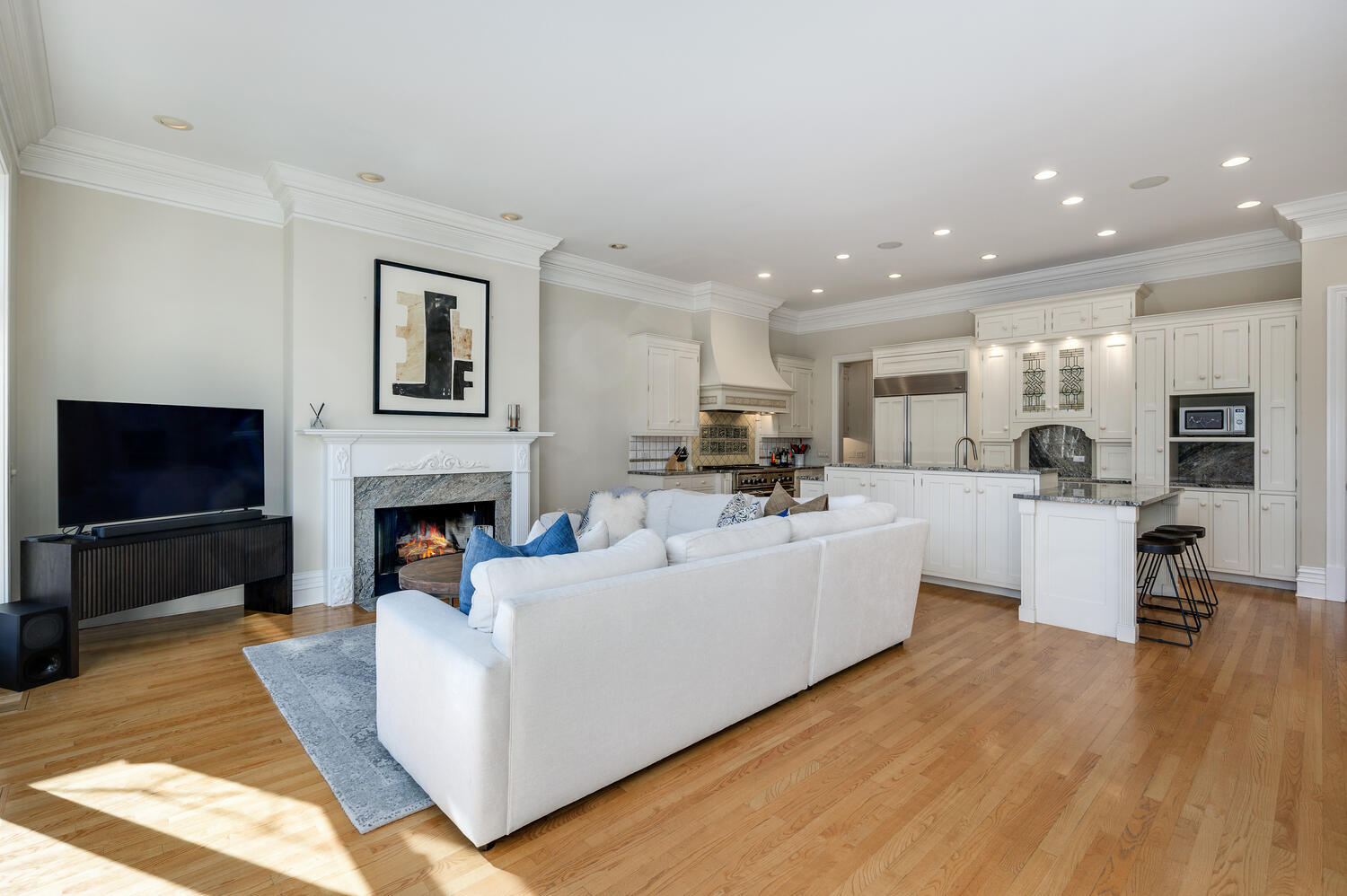 1833 North Howe Street Chicago, IL 60614 - Photo 16 of 41 a living room with furniture a flat screen tv and a fireplace