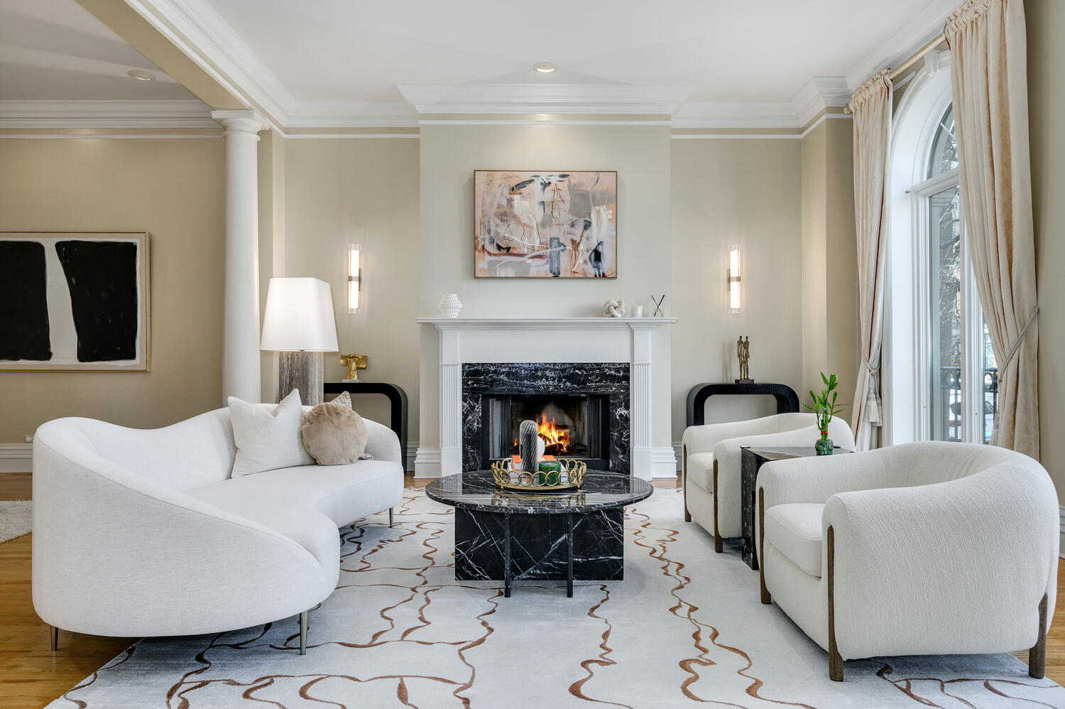 1833 North Howe Street Chicago, IL 60614 - Photo 5 of 41 a living room with furniture and a fireplace