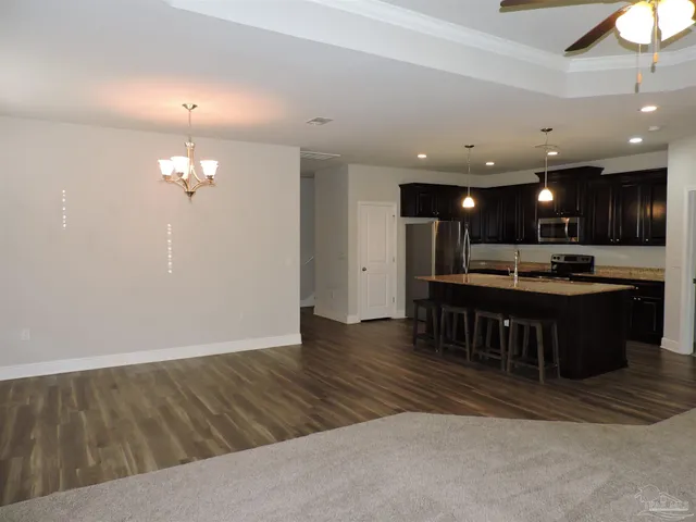 a open kitchen with lots of counter space