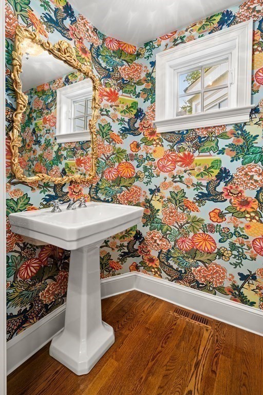 84 Old Colony Road Wellesley, MA 02481 - Photo 17 of 39 a bathroom with a sink and a mirror