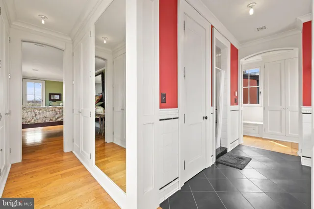 a view of a garden with a building in the background