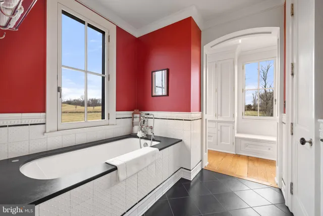 a view of a lake with a yard