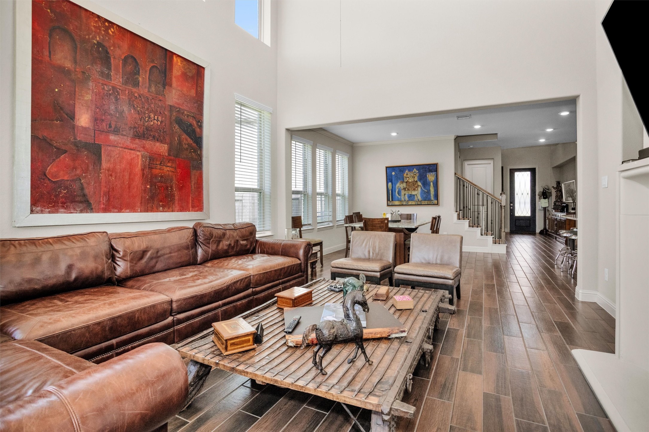 7451 Bethpage Lane Spring, TX 77389 - Photo 14 of 31 a living room with furniture and a wooden floor
