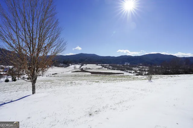 a view of a yard covered with snow