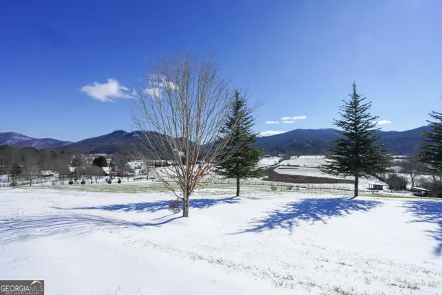 a view of lake and mountain
