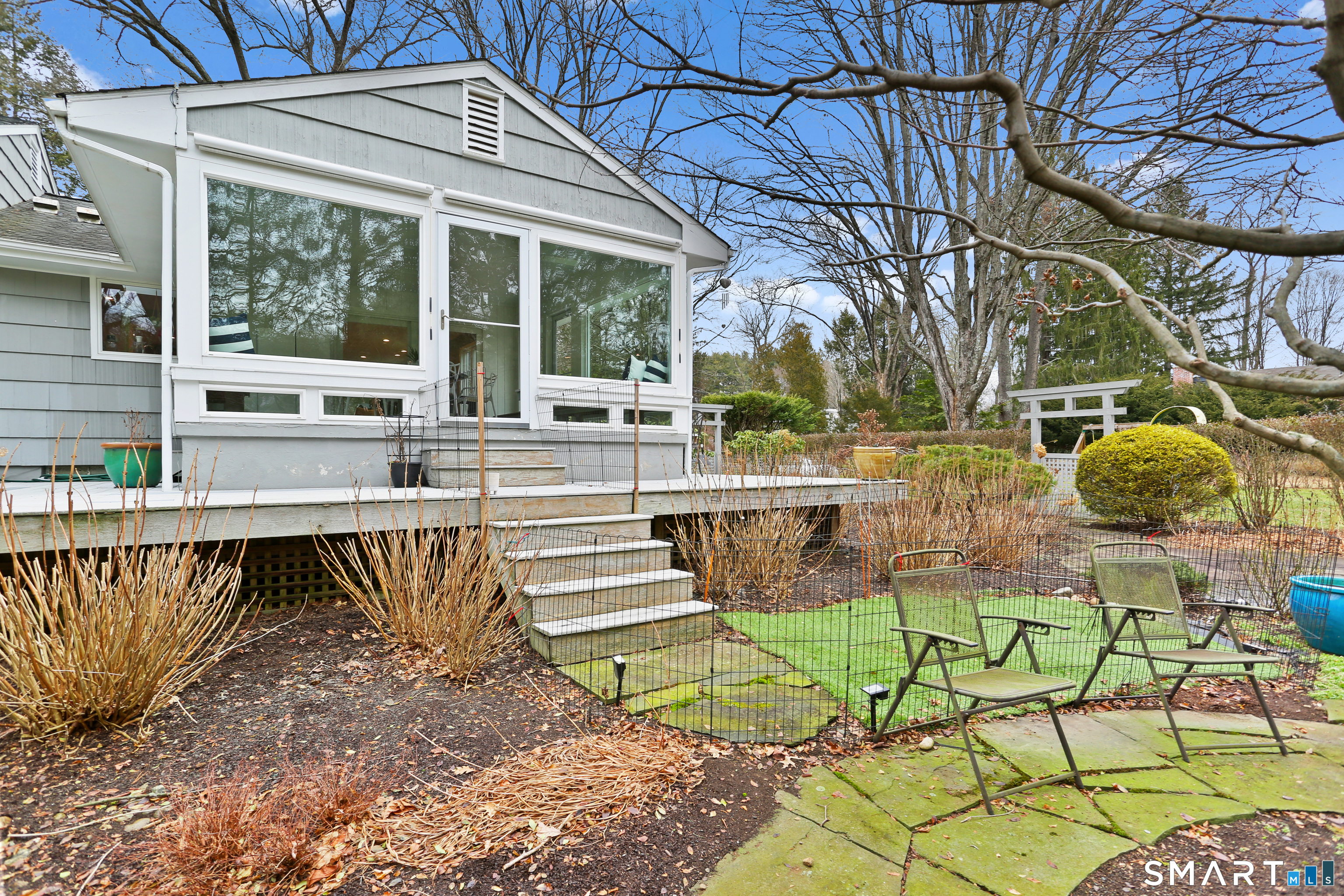 2 Rockyfield Road Westport, CT 06880 - Photo 36 of 40 Note the deck surrounding the 3 season screened porch leading to the garden