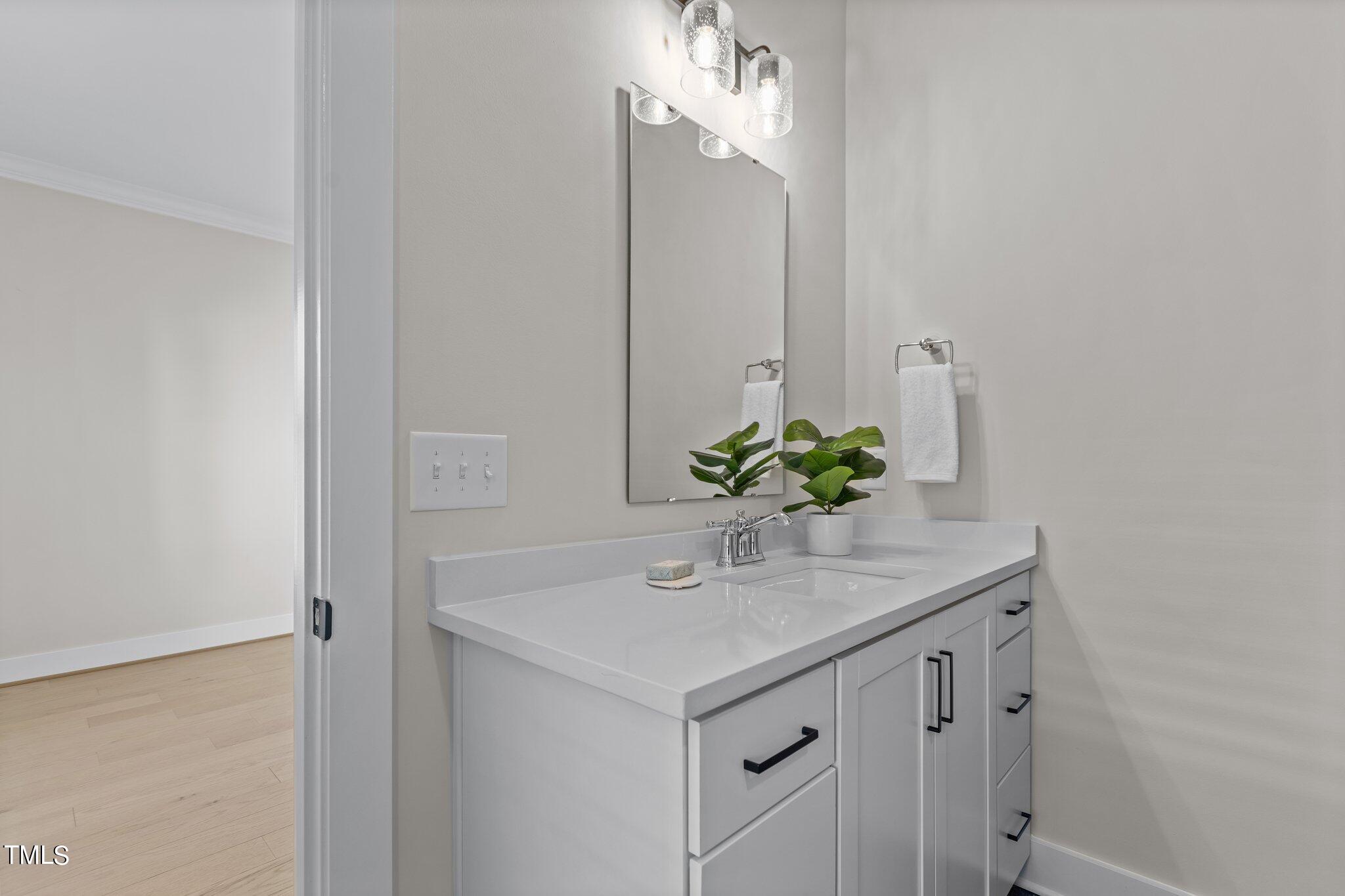 400 Bryan Pointe Drive, Unit 102 Raleigh, NC 27608 - Photo 19 of 52 a bathroom with a sink and a mirror