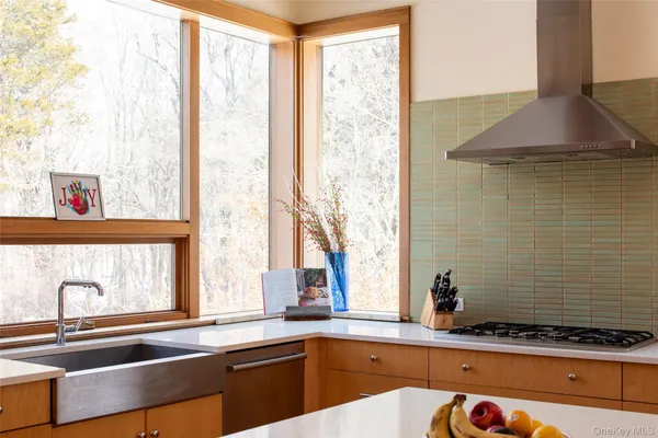 a kitchen with stainless steel appliances a sink and a window