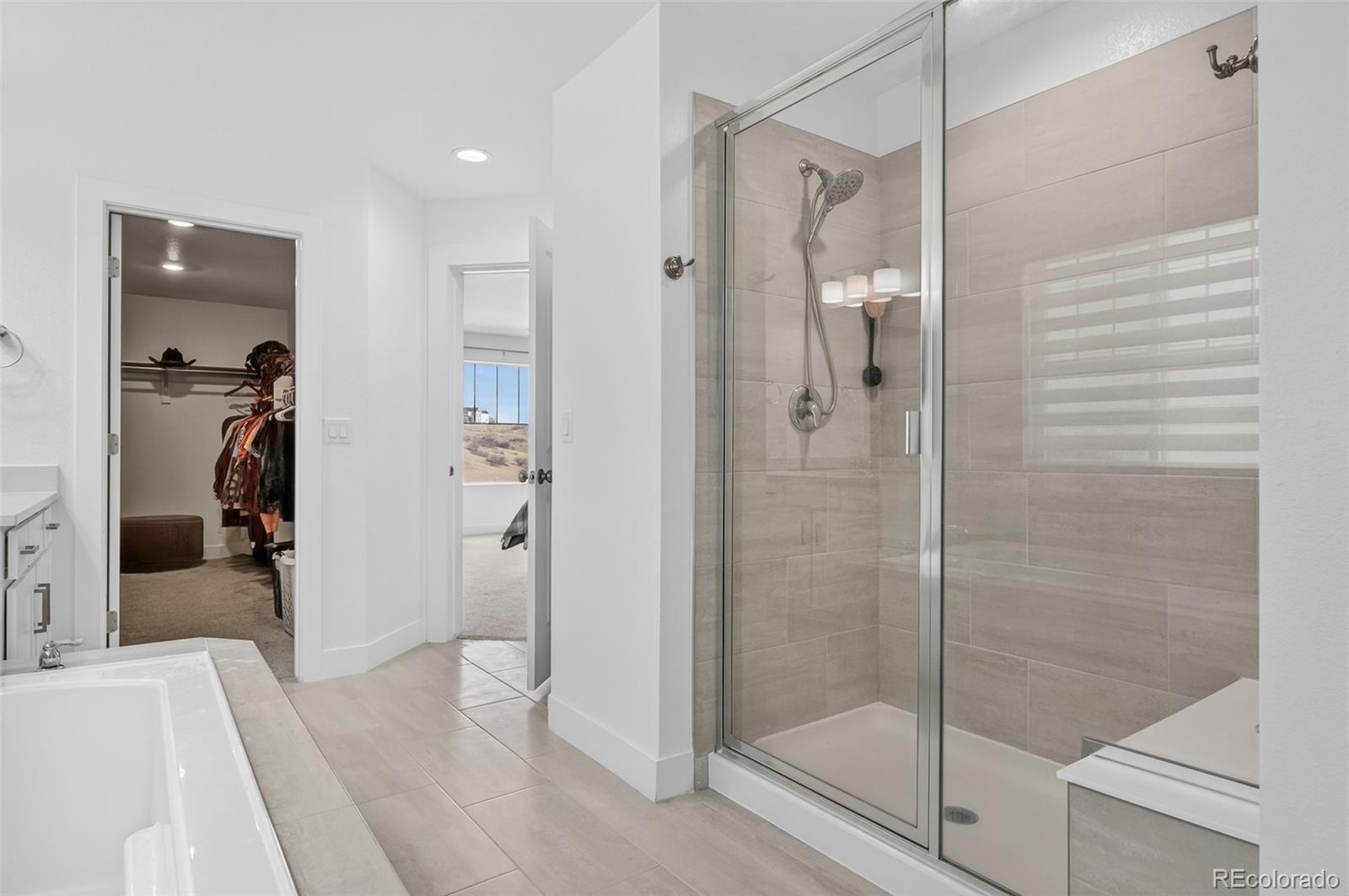 3649 Rucksack Court Castle Rock, CO 80108 - Photo 29 of 48 a bathroom with a shower and a glass door