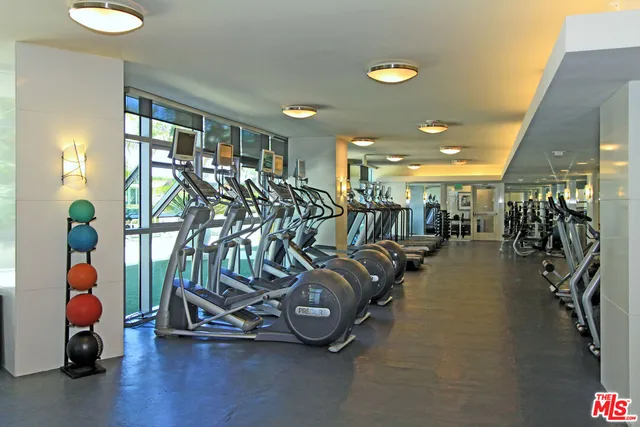 a view of a room with gym equipment
