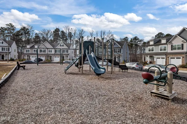 a view of a park with slide