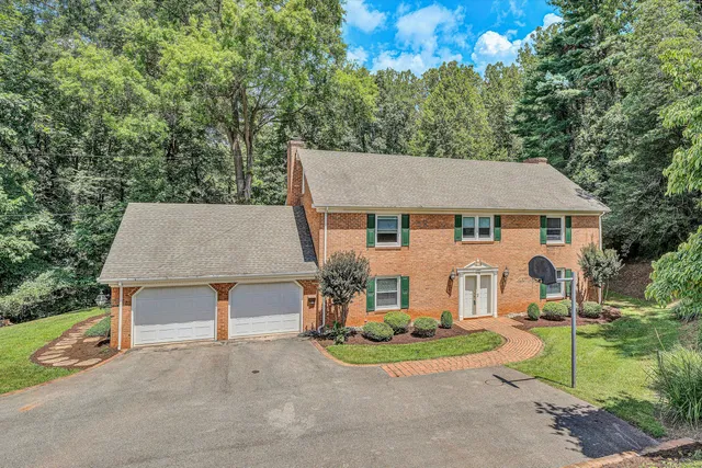 front view of a house with a patio
