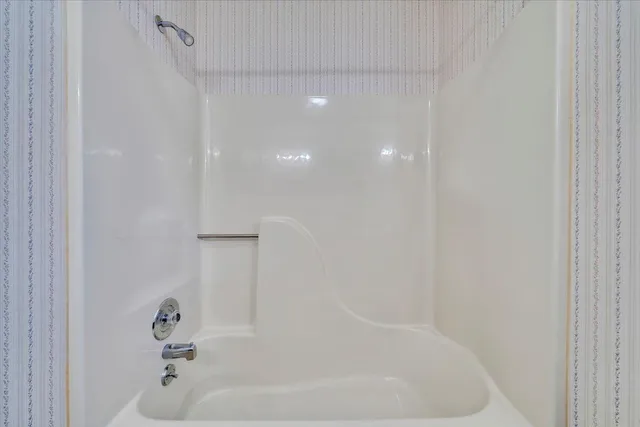 a bathroom with a bathtub