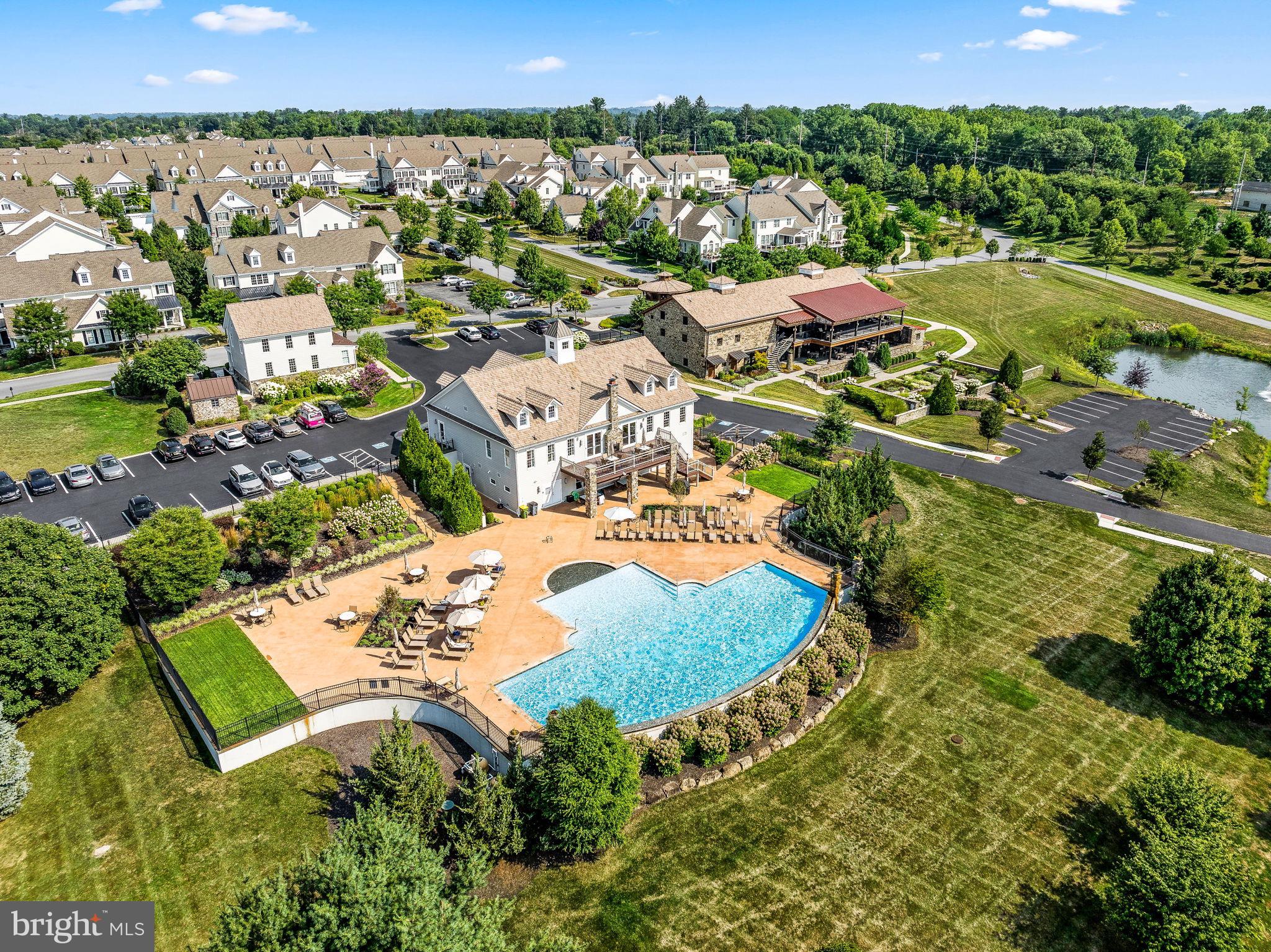 3807 Liseter Road Newtown Square, PA 19073 - Photo 88 of 97 Aerial view of Pool, Clubhouse, Barn and Mail Roo