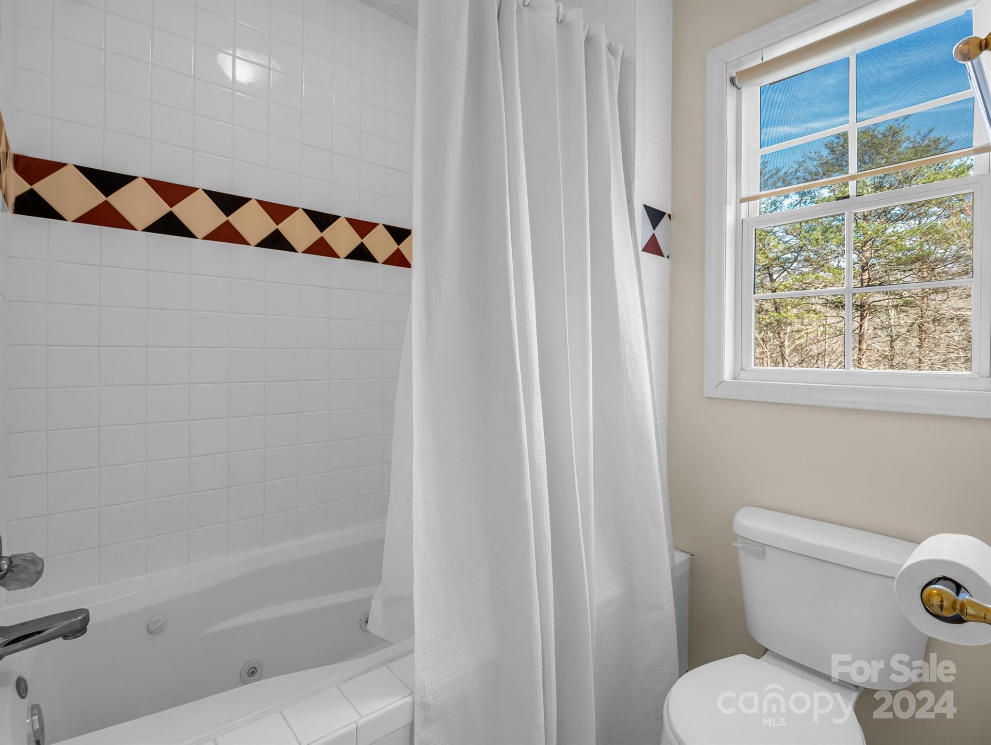 284 West T Wilkins Road Rutherfordton, NC 28139 - Photo 21 of 44 a bathroom with a toilet and a shower curtain