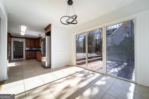 a view of a big room with a large windows