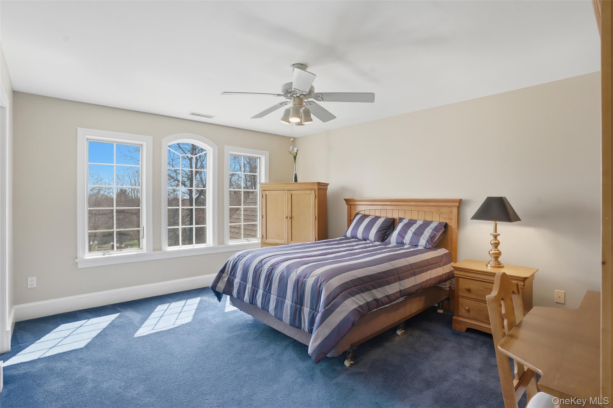 17 Forrest Way Poughkeepsie, NY 12603 - Photo 39 of 50 a spacious bedroom with a bed a chandelier and windows