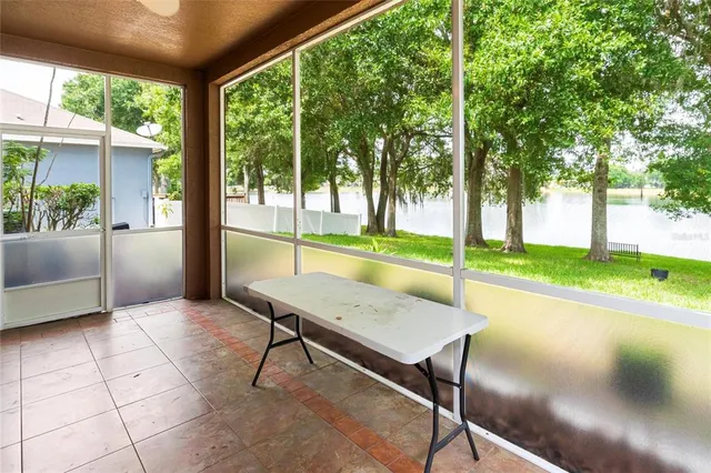 a view of a patio with a backyard