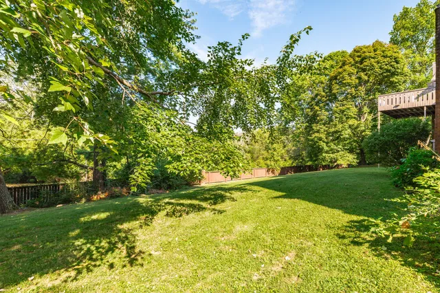 a backyard of a house with lots of green space and plants