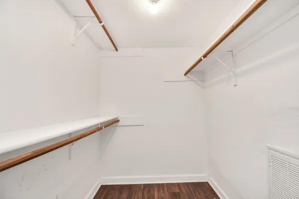 a view of small space with racks on the wall