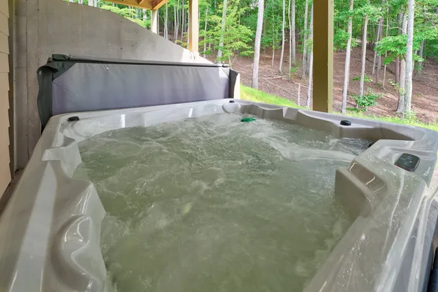 a bathroom with a bathtub