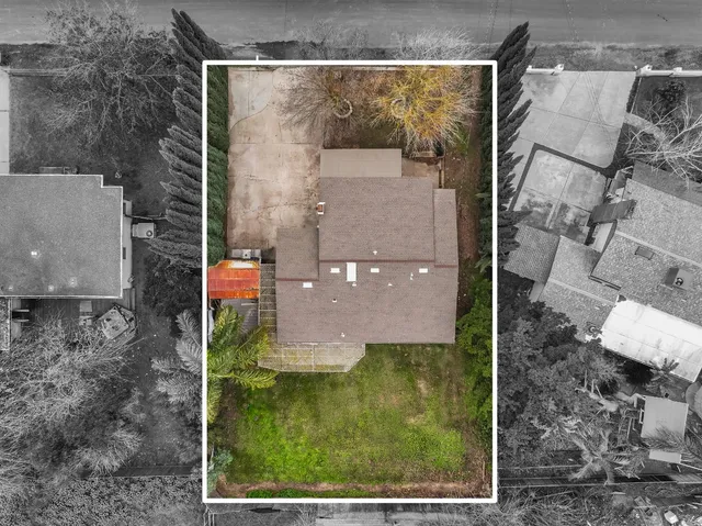 an aerial view of a house