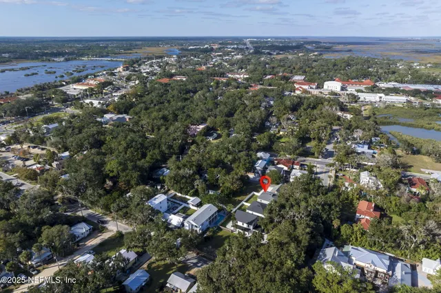an aerial view of multiple house