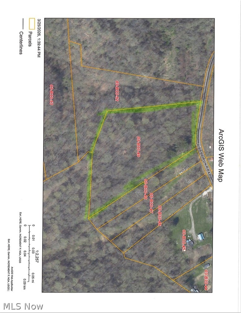 Tbd Pierce Run Road Wellsburg, WV 26070 - Photo 2 of 2 Aerial map of property and surrounding area featuring property boundaries highlighted