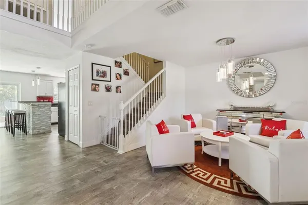 a room with furniture and a table