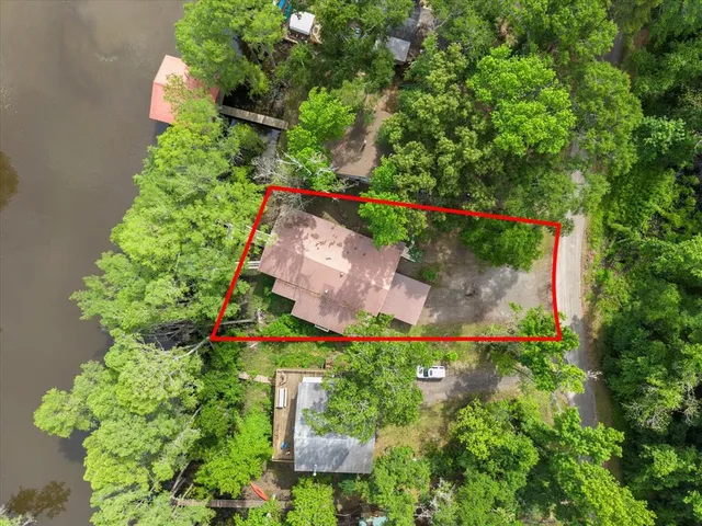 an aerial view of a house