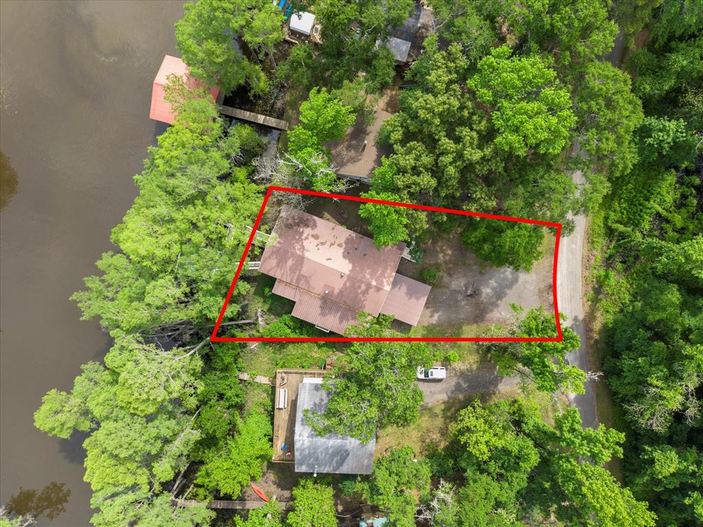 an aerial view of a house