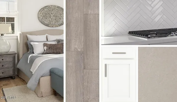 a bedroom with a bed and flowerpot