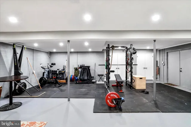 a view of a room with gym equipment