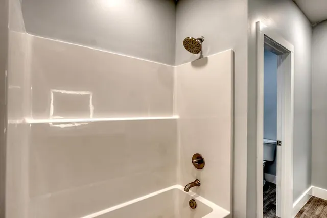 a bathroom with a shower