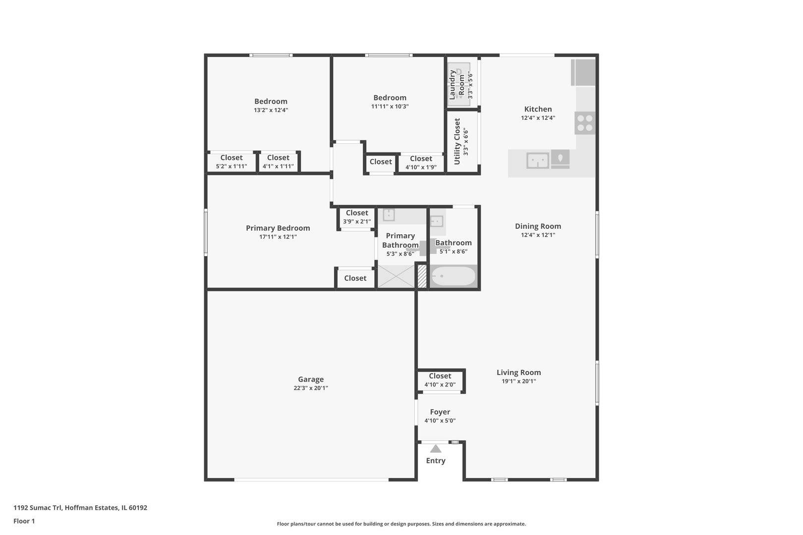 1192 Sumac Trail Hoffman Estates, IL 60192 - Photo 39 of 39 a picture of a floor plan