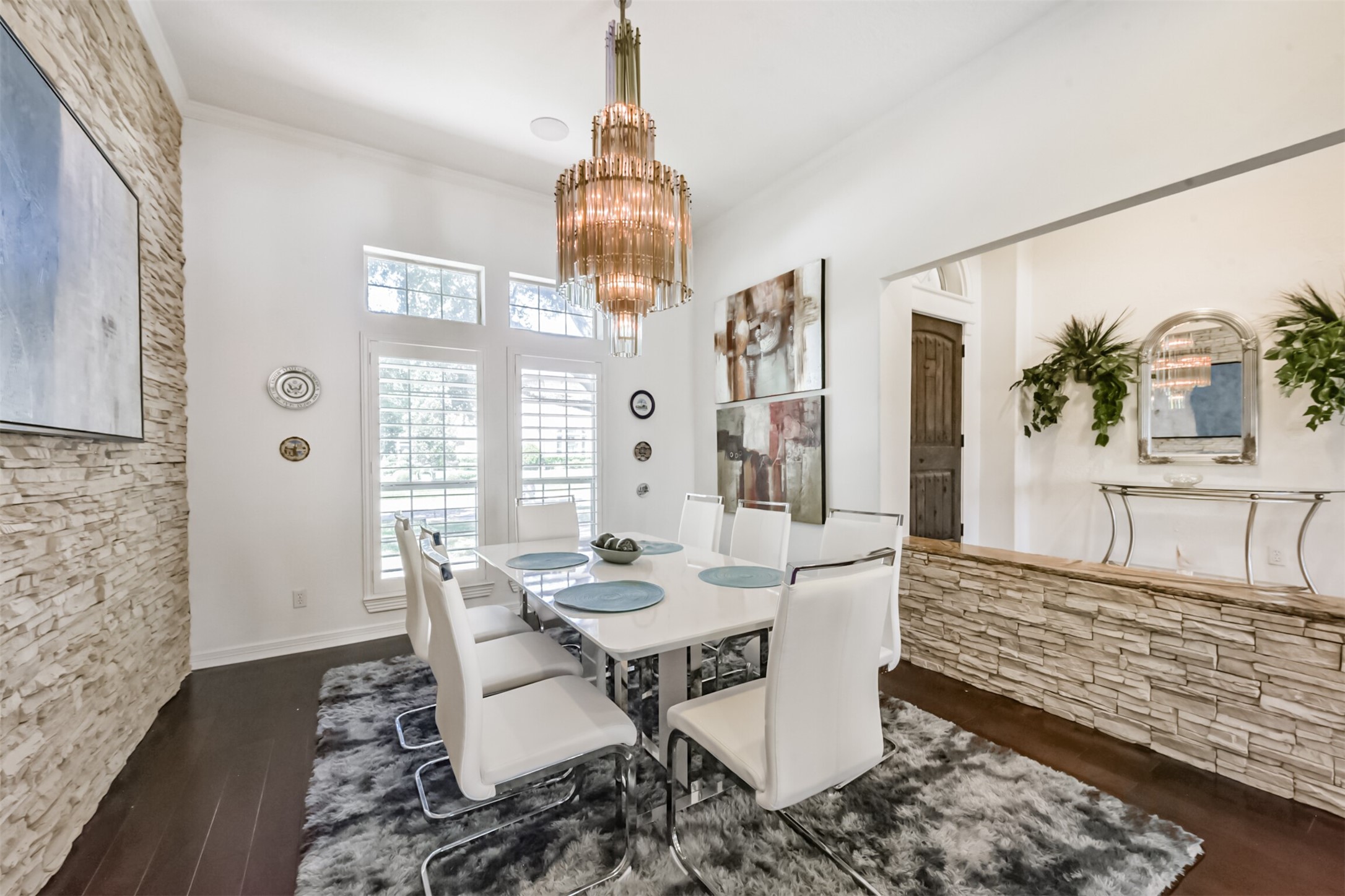 263 Wood Loop Street Houston, TX 77015 - Photo 12 of 48 a view of a dining room with furniture window and wooden floor