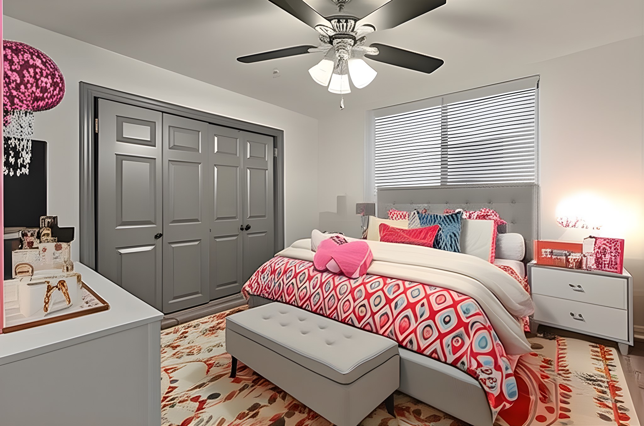 7706 Ashmole Lane Houston, TX 77088 - Photo 13 of 16 Colorful and inviting secondary bedroom with updated flooring and ample closet space. Perfect for a child’s room or a stylish guest retreat.