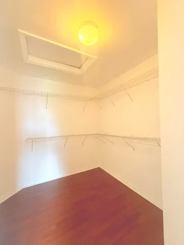 a view of a room with racks on the wall