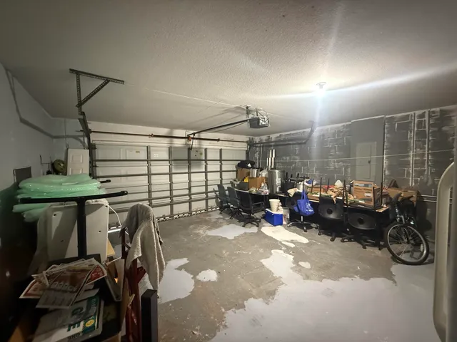 a view of a storage room with gym equipment
