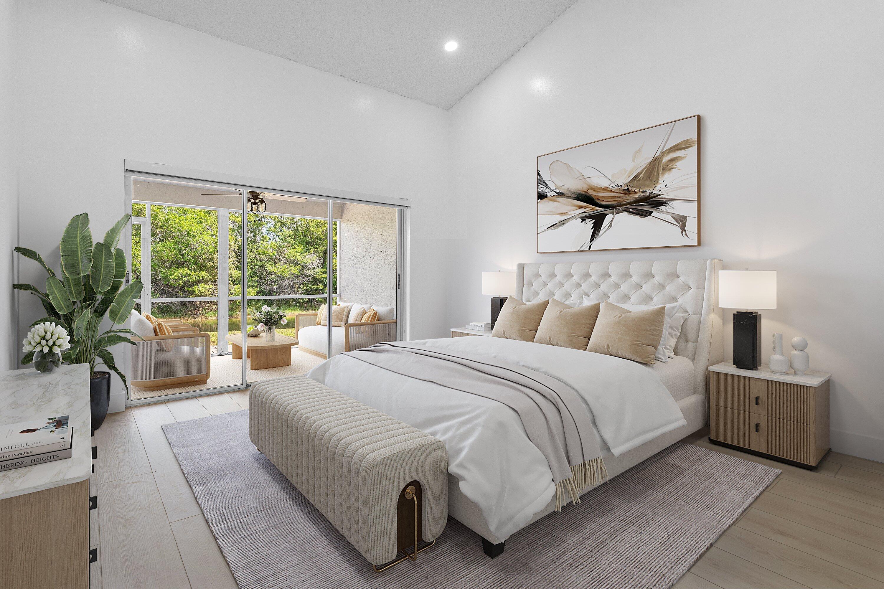 11163 180th Court South Boca Raton, FL 33498 - Photo 3 of 22 a bedroom with a large bed and a potted plant