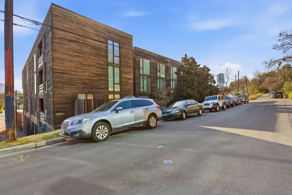 a car parked in front of a house