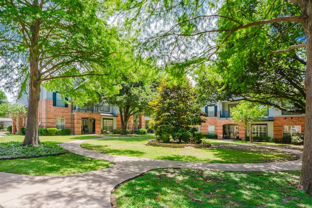 2524 Preston Road, Unit 808 Plano, TX 75093 - Photo 6 of 31 Lush green courtyard featuring mature trees and a winding paved pathway