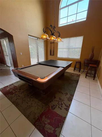 a living room with a rug