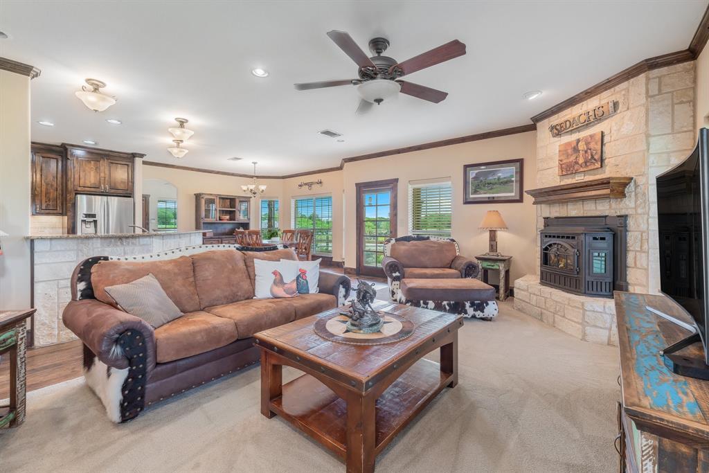 289 Blackjack Road Valley View, TX 76272 - Photo 20 of 40 a living room with furniture and a fireplace